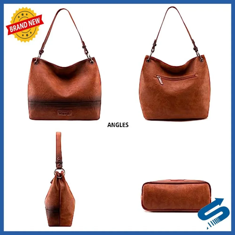 Vegan Leather Hobo Bag with Removable Straps, Two Inner Pockets